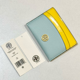 Tory Burch pebbled card case卡夾 名片夾 / 湖水綠撞色 /全新現貨