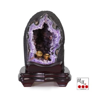 【開運方程式】綠色花瓣瑪瑙邊烏拉圭紫晶洞AGU70(3.1公斤靠山立洞 貴氣鎮宅聚財)