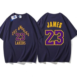 💥詹皇LeBron James詹姆士詹姆斯短袖純棉T恤上衣💥NBA球衣湖人隊運動籃球衣圓領T衣服T-shirt男裝D36