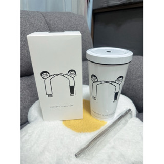 全新轉賣 owndays x noritake 聯名不鏽鋼冰霸杯 保溫杯 附不鏽鋼吸管+刷組