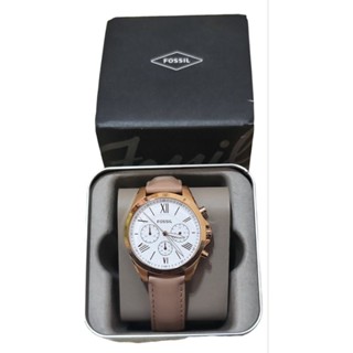 現貨 FOSSIL 三眼玫瑰金皮革手錶 女錶