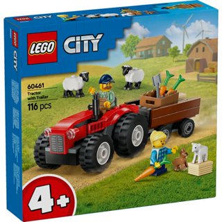 【臺中翔智積木】 LEGO 樂高 CITY 城市系列 60461 紅色農場拖拉機與拖車和綿羊