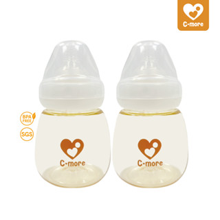 新貝樂C-more 黃金PPSU寬口奶瓶180ml 兩入組 (搭配新生兒專用 防脹氣奶嘴)