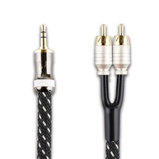 3.5mm轉2RCA【川木】全新現貨【M220】一分二 3.5轉雙蓮花 rca 發燒音訊線手機電腦HiFi音響連接線