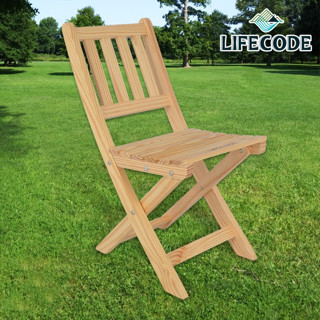 LIFECODE《極簡風》黃松木-實木折疊椅(2入組)-附背袋 11020020-02