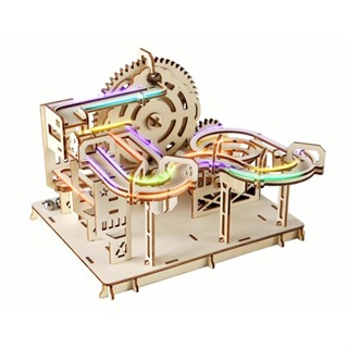 ☆STEM教材臺灣現貨專賣☆滾珠軌道積木玩具過山車手工DIY立體拼圖3D彈珠木質 學生6歲以上孩童 親子益智玩具 手動款