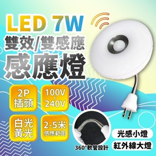 臺灣品牌∣現貨免運▸明沛 LED 雙效感應燈(夜燈+感應燈) 7W∣感應式∣人體感應∣光感感應∣紅外線感應∣感應插頭