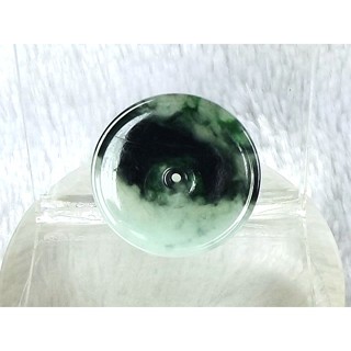 [Disk水晶][時來運轉]老坑陽綠花青~古錢平安扣CC-24 (直徑29mm厚2mm重5克)
