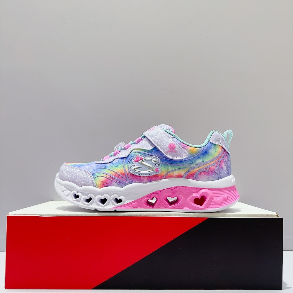 SKECHERS FLUTTER HEART LIGHTS 中童 魔鬼氈 發光鞋 電燈鞋 休閒鞋 303253LLVAQ