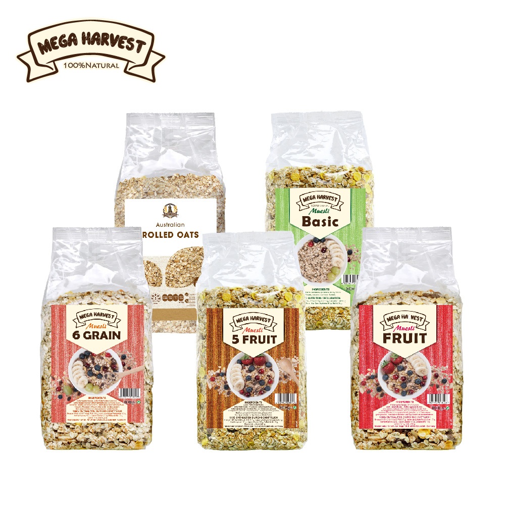 原味特價中【Mega Harvest】 德國天然穀片 1000g (原味/什錦榛果/什錦水果/什錦/澳洲燕麥)｜廣紘直營