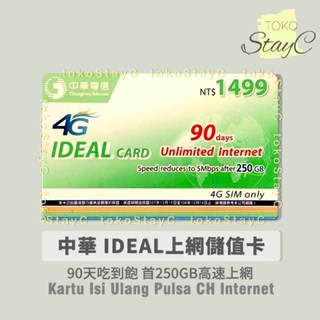 中華1499 90天上網儲值卡．PULSA Chunghwa INTERNET 90 hari IDEAL 如意卡三個月