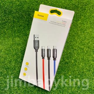 Baseus倍思 一拖三數據線 1.2m 120cm Micro USB+iPhone+TypeC 編織充電傳輸線 高雄