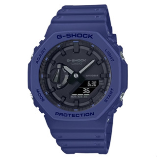 【CASIO 卡西歐】G-SHOCK 極簡設計 八角數位雙顯手錶 藍 GA-2100-2A 45.4mm
