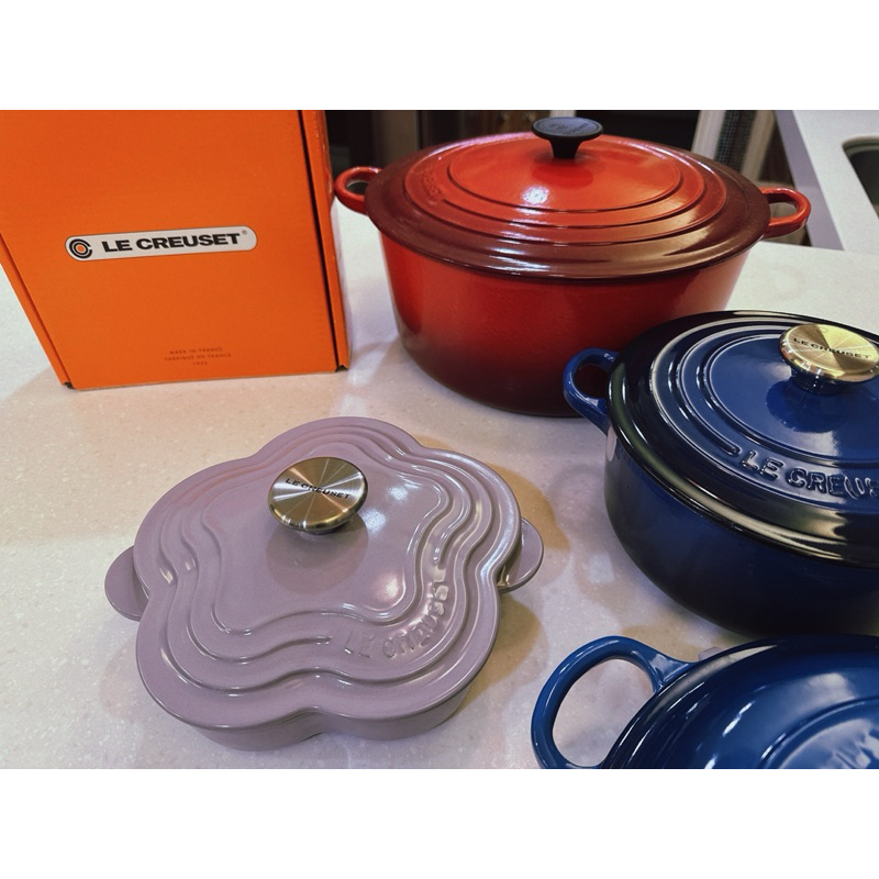[9成新] ]LE CREUSET 30cm 鑄鐵鍋 圓鍋 大深鍋 櫻桃紅 8-10人份鍋 (無盒）