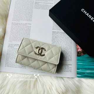 [TBUYERSHOP] 臺灣現貨🍀 Chanel 鴛鴦扣 灰金 荔枝皮 大雙c 單層卡包/錢包
