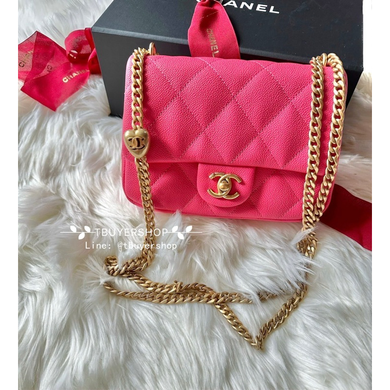 [TBUYERSHOP] 台灣現貨🍀 Chanel 愛心調節 莓粉色 荔枝皮 cf mini 20cm