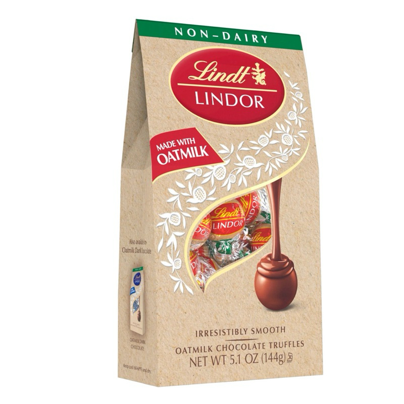 「純素」 Lindt瑞士蓮 非乳製品燕麥奶巧克力/黑巧克力糖松露球 5.1 盎司袋裝 （約140g），全素/無奶蛋