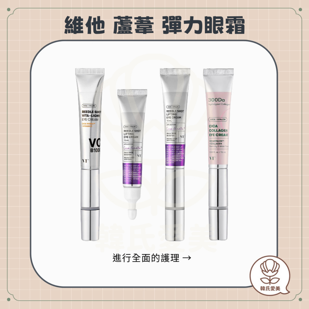 【韓氏愛美】VT COSMETICS 老虎微晶維他 亮白眼霜 維他命C 股胱甘肽 鎮定 保濕 亮白 CICA膠原蛋白眼霜