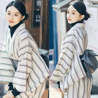 👘🍡15日系復古條紋女秋冬新款改良和服 日式和風連身裙👘🍡和服｜浴衣｜腰帶｜肌著｜草履｜和裝小物｜寫真｜賞櫻｜東京｜大阪