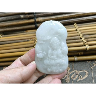 【禾賢行】天然翡翠.緬甸玉.糯化巧雕白衣觀音/神龍護法.手工精雕墬子.項鍊.玉珮.H22120600859