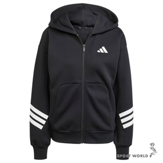 Adidas 連帽外套 女裝 無刷毛 黑【運動世界】JE0171