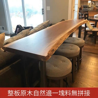 臺灣熱賣🌟實木吧檯桌家用陽臺靠墻窄桌子長條桌奶茶店酒吧高腳桌椅組合商用