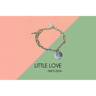 ［Little love] 極簡不繡鋼圓標手鍊、手環（1入）