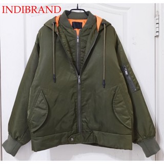 ☆一身衣飾☆ (男)韓國品牌【INDIBRAND】軍綠色 雙層拉鍊 70%羽絨 連帽羽絨外套~直購價999~🌸二月十二