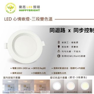 魯哈尼-樂亮 心情崁燈 15公分崁燈 三色切換 一體式防水 快速出貨 臺灣現貨