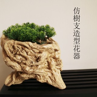 《 芳馨花園》仿樹枝造型花器/松柏盆栽 多肉植物 開幕盆栽 花藝設計 套盆