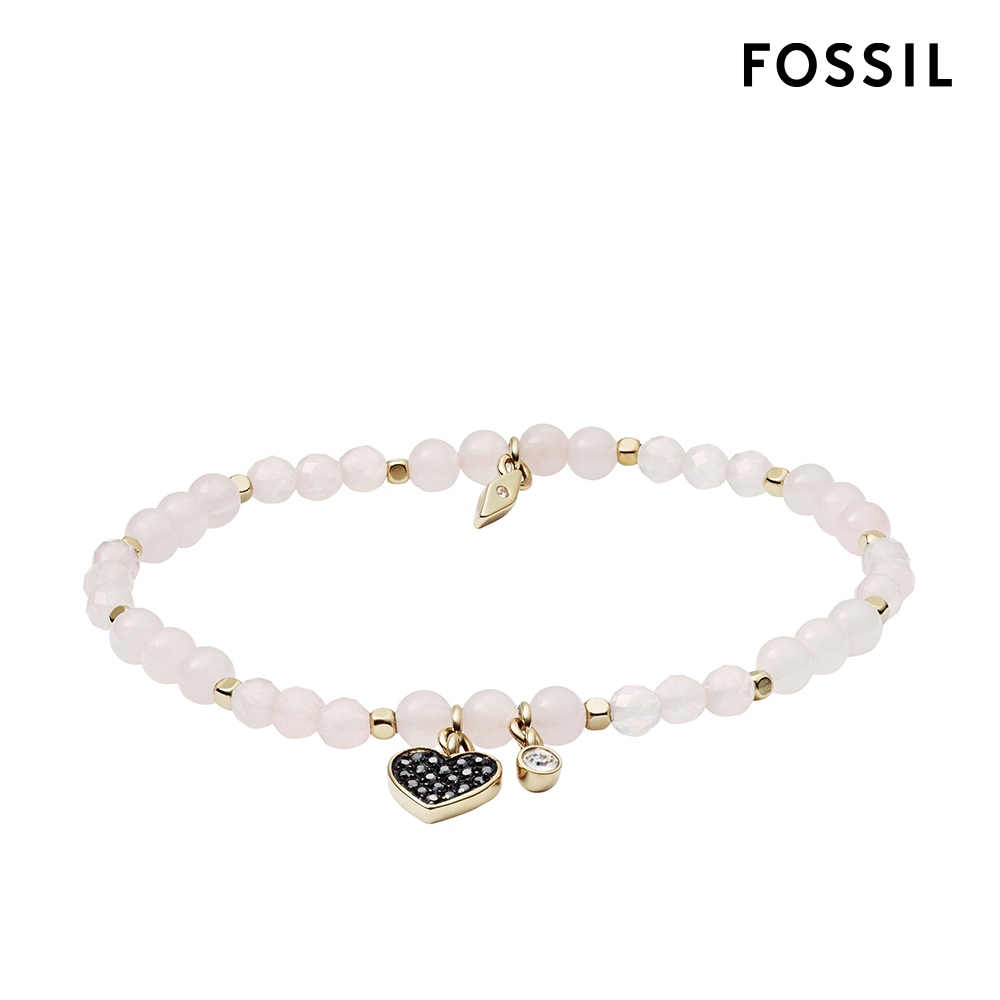 【FOSSIL 官方旗艦館】粉晶黃銅串珠手鍊 JA6922710