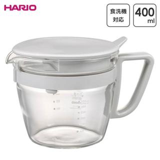 HARIO 日本MULTEA 輕便耐熱玻璃沖泡茶壺 附刻度 400ML 白色
