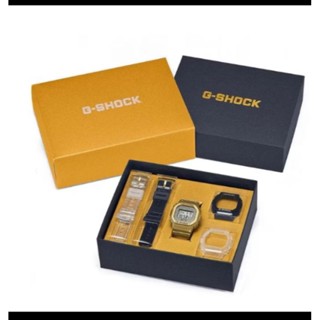 卡西歐 G-SHOCK 手錶 運動手錶禮盒 附可替換式錶圈和錶帶 金色 DWE-5600HG-1DR 全新品