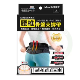 Miracle 美樂克 腰椎骨盤支撐帶 日本製造 護腰 束腰帶 省力護腰 透氣輕薄 護具