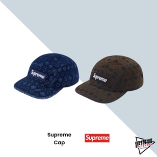 SUPREME FW24 WEEK 5 牛仔布 滿版圖騰 五分割帽 老帽 藍/咖【彼得潘】