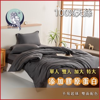 《伯尼寢具 現貨》玄灰 床包兩用被組 天絲60支 tencel 床包 枕套 裸睡 床單 100%萊賽爾纖維 天然防蟎