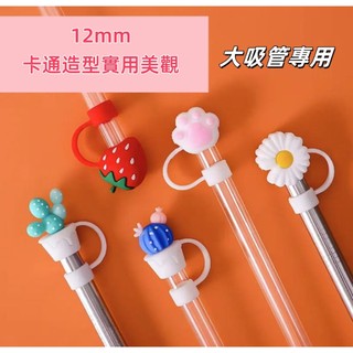 台灣發貨🚗12mm可愛的草莓吸管套適用於 Stanley 不倒翁杯卡哇伊矽膠吸管裝飾 12毫米吸管防塵保護套 大尺寸