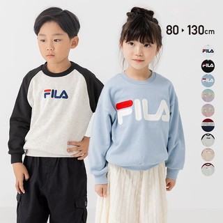 r胖瑪日本購🌸現貨🌸正版 872402 FILA 刺繡 長袖上衣 長袖 上衣 童裝 兒童 素T 衣服 T恤 內毛圈 印花