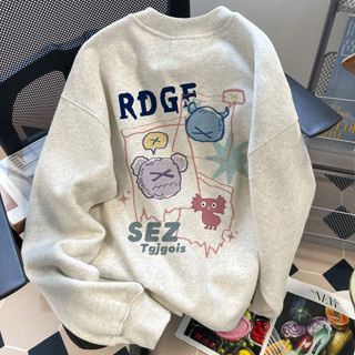 超好看韓版圓領大學T 大學t 長版上衣 加絨大學t 韓系衣服 大學生穿搭 韓國大學t 刷毛大學t 寬鬆大學t 學生黨衣服