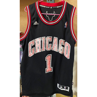 Adidas 愛迪達 NBA 美國職籃NBA公牛隊黑牛黑色正版1號Rose羅斯褪色打球衣