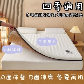 💥臺灣熱賣💥 四季通用雙麵床墊宿捨正反兩用單雙人出租房專用可折疊藤席軟墊子 單人加大床墊 涼席床墊 雙面床墊 雙人床墊