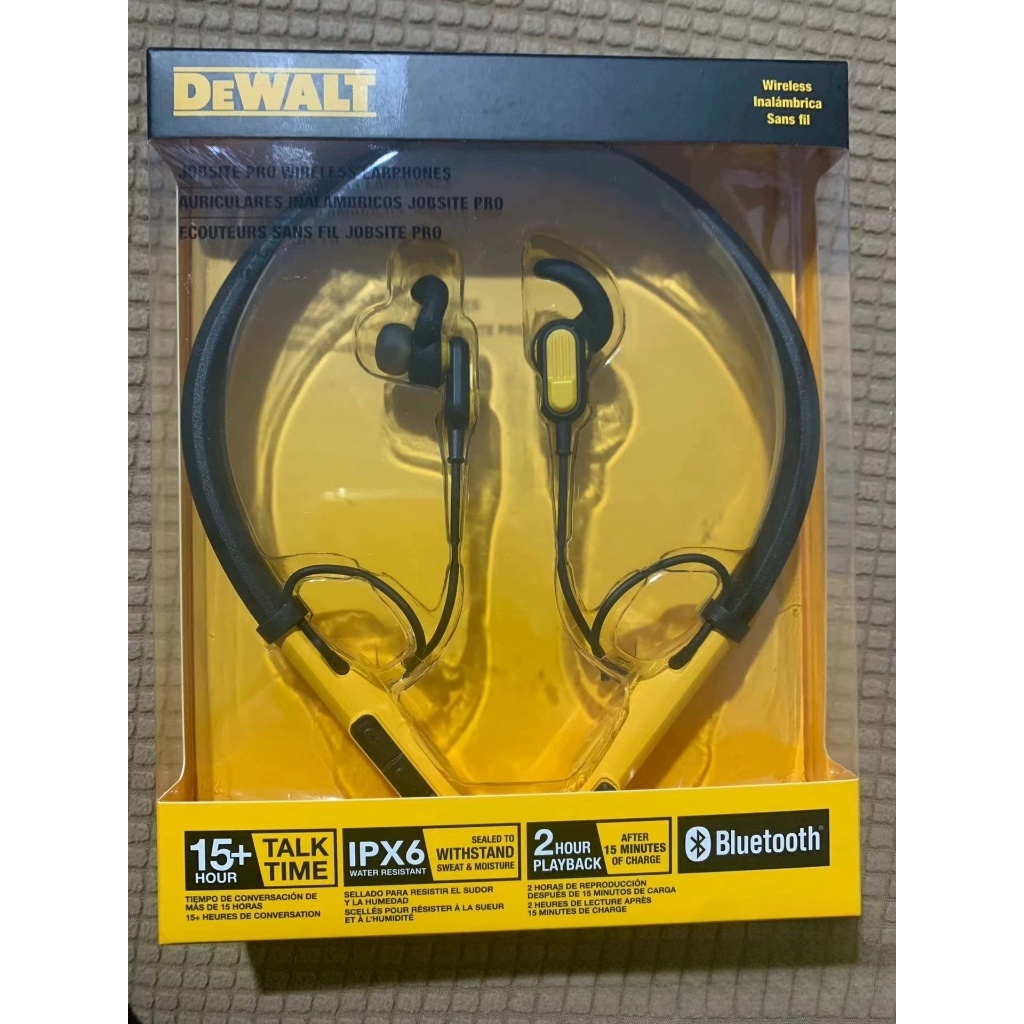 （爱克斯优选）DEWALT 得偉 藍牙耳機  頸掛式無線藍牙耳機 無線耳機 降噪耳機  超長續航