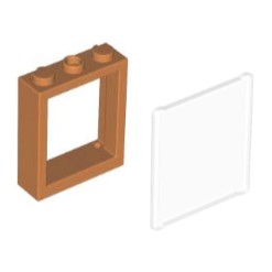 LEGO 樂高 中間膚色 1x3x3 Window 窗框 + 玻璃 窗戶一組 51239 51266