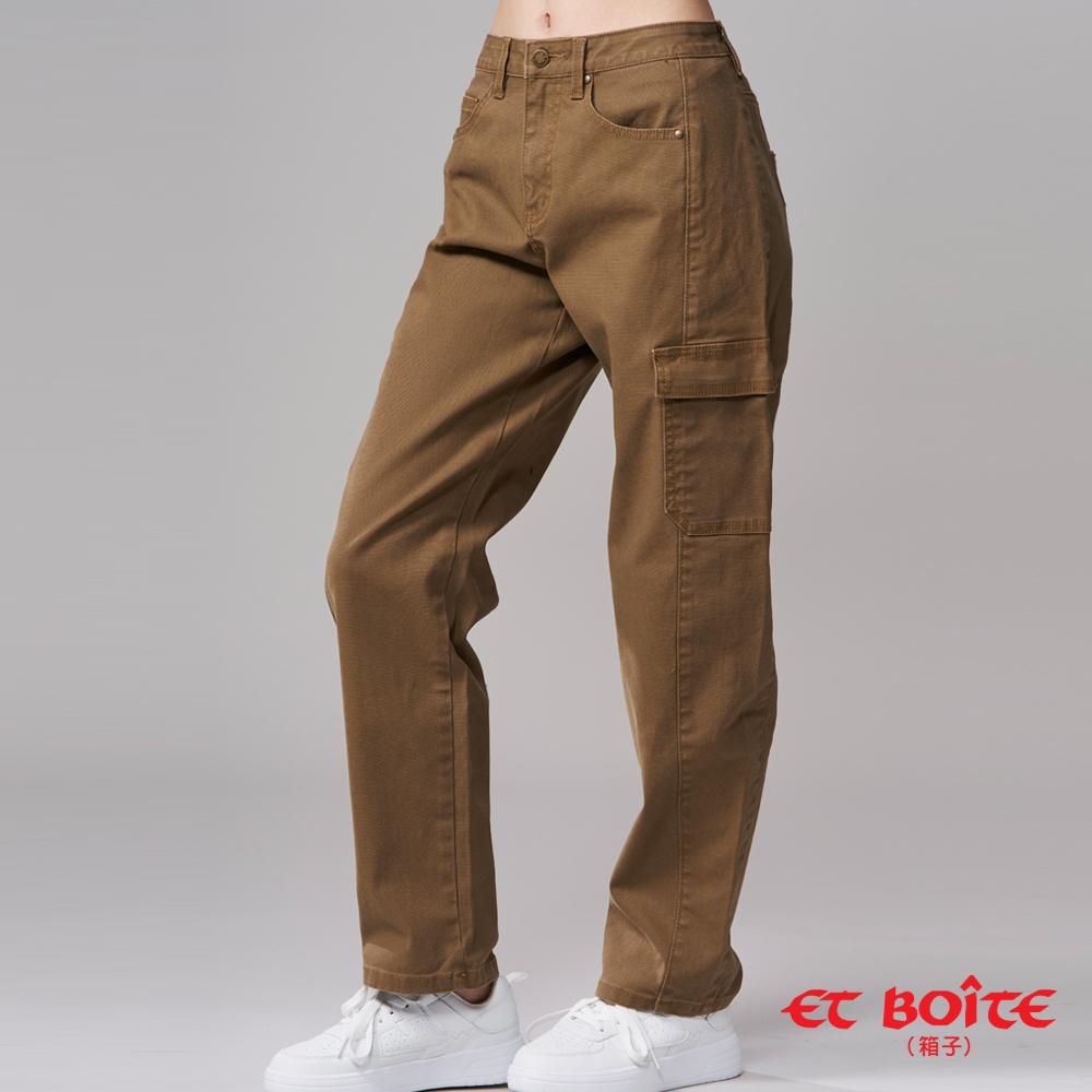 BLUE WAY ET BOiTE 箱子 - 女款 有彈高腰咖啡錐形男友褲