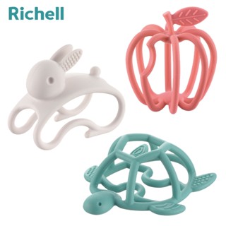 Richell 利其爾｜3D互動矽膠固齒器 勤奮龜 (3 個月以上適用) 安撫玩具