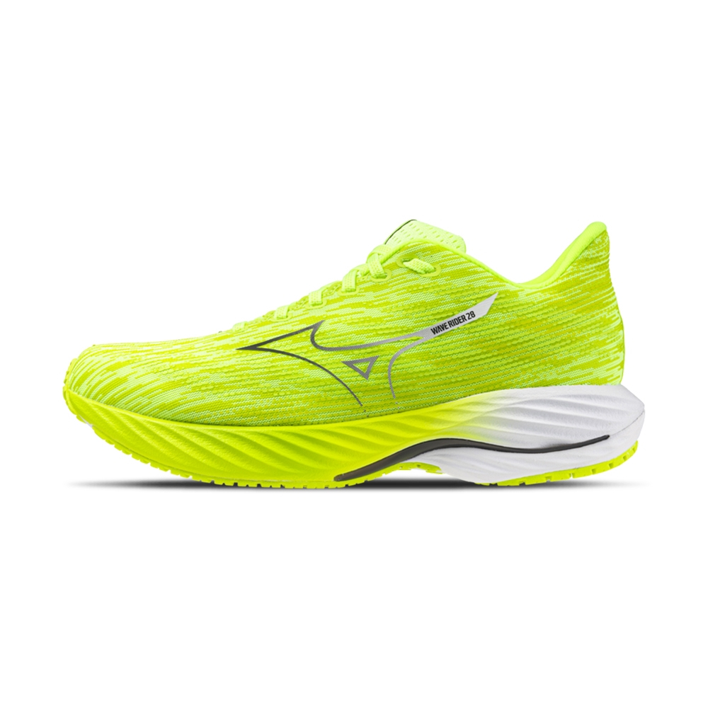 Mizuno 男鞋  慢跑鞋 路跑 波浪片 支撐 運動鞋 Wave Rider 28    螢光綠 J1GC240309