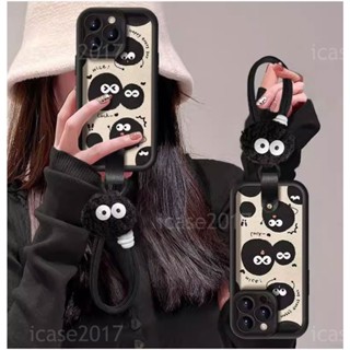 煤球掛繩手機殼蘋果iPhone 16E 15 14 Plus 13 12 11 Pro XS MAX i7保護套