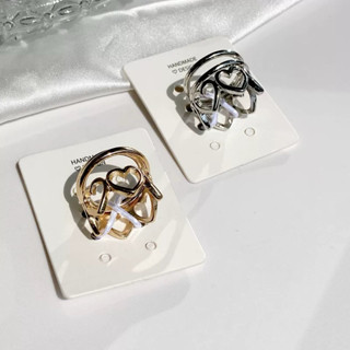 HANDMADE DESIGN | 全新 戒指套組 鏤空愛心 心型 日系簡約 金色 銀色 金銀戒指 市集 日本品牌 韓貨