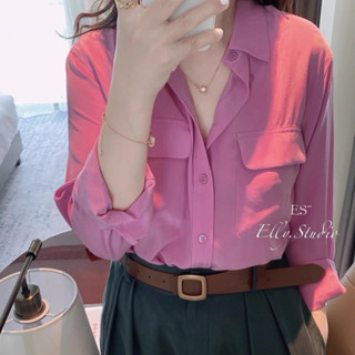 【Elly.Studio】❤️現貨❤️法式雙口袋襯衫(玫粉)通勤上班百搭上衣