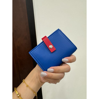 Bottega Veneta BV classic 藍紅 撞色 對開 扣式 卡包 卡夾 信用卡卡夾 名片夾